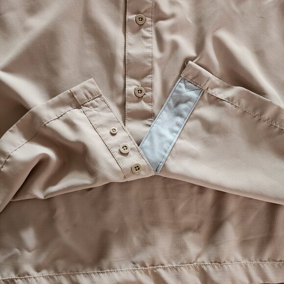 HABIT Mens XL Long Sleeve Fishing Shirt Tan UPF 40+ Protection Roll Tab Sleeve - Picture 10 of 12